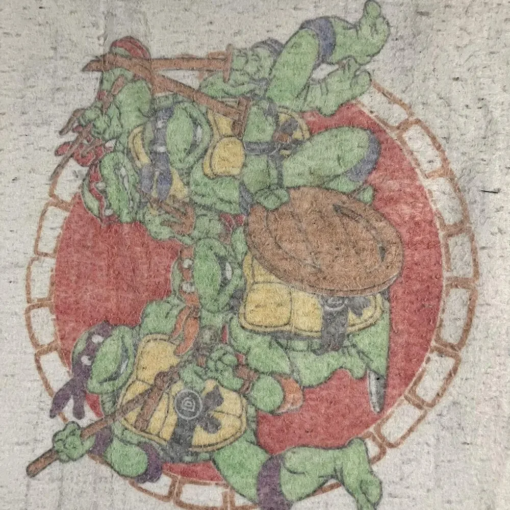 Vintage TMNT Teenage Mutant Ninja Turtles‎ Blanket Throw 86x67 Red Trim Made USA